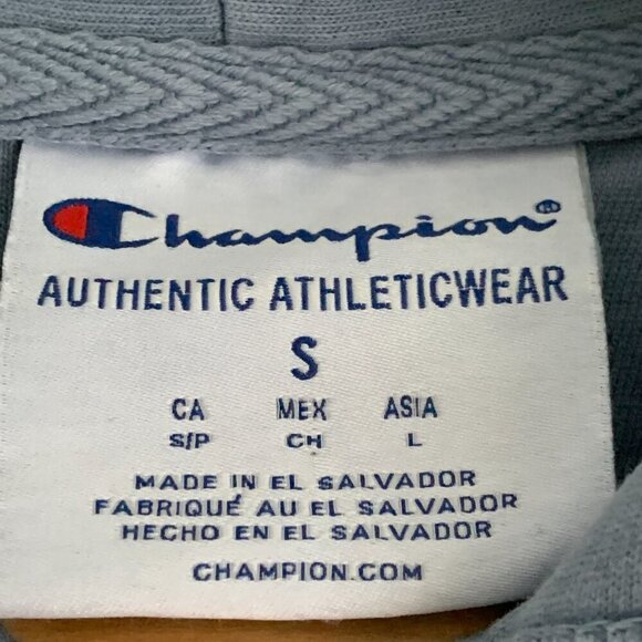 Vintage Champion Long Sleeve Blue Hoodie - Picture 6 of 8